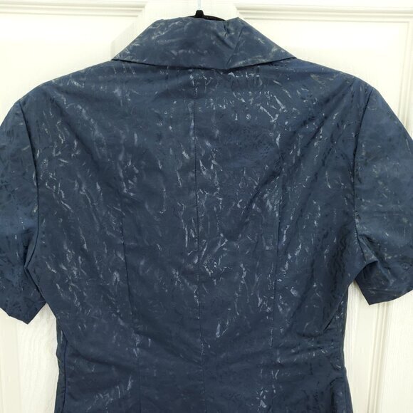 VTG 90s Exte Jeans Coated Woven Collared Mini Dress 28/42/US 6 Navy Blue - Picture 10 of 16